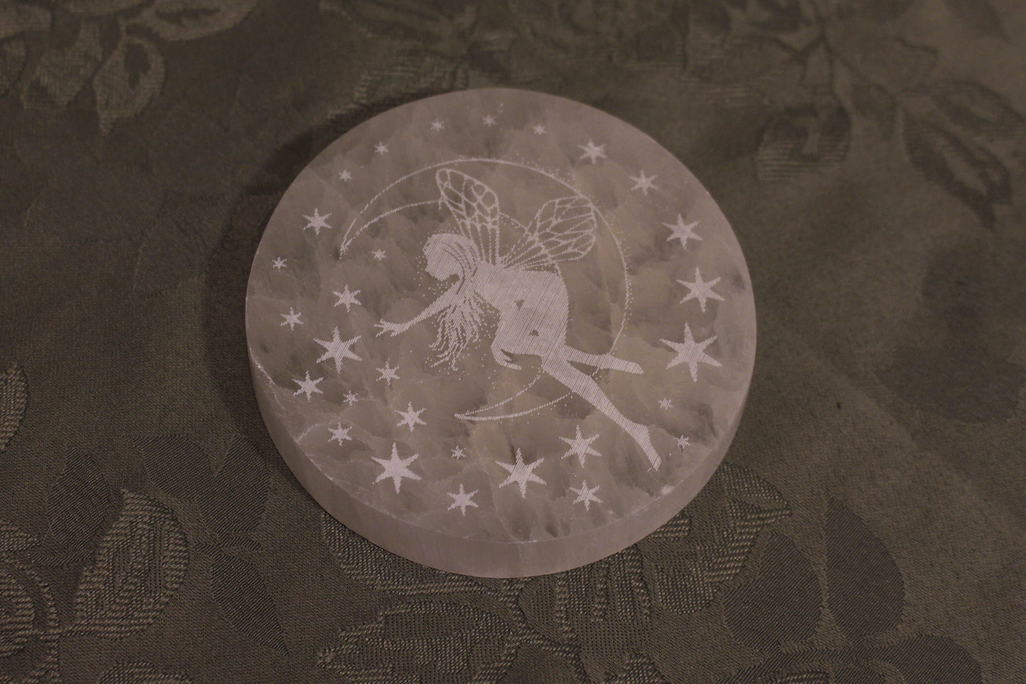 Selenite Etched Fairy Crystal Carving