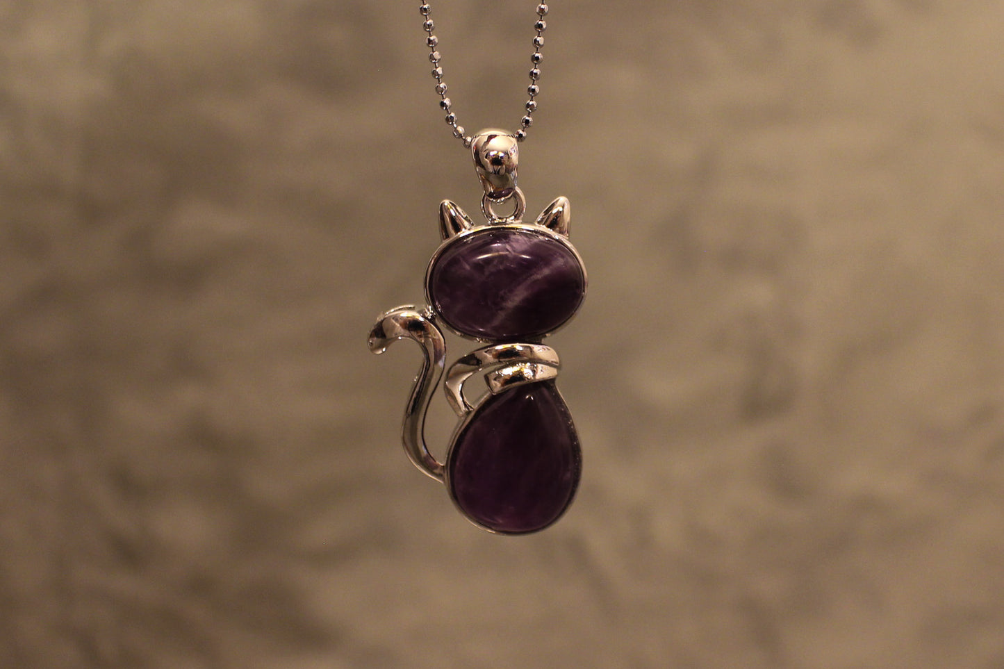 Amethyst Cat Pendant Necklace