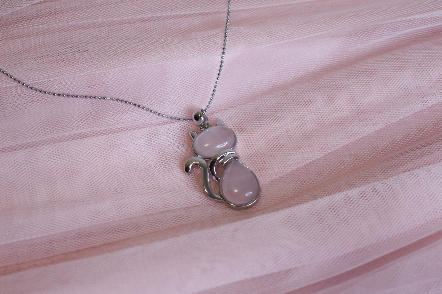 Rose Quartz Cat Pendant Necklace